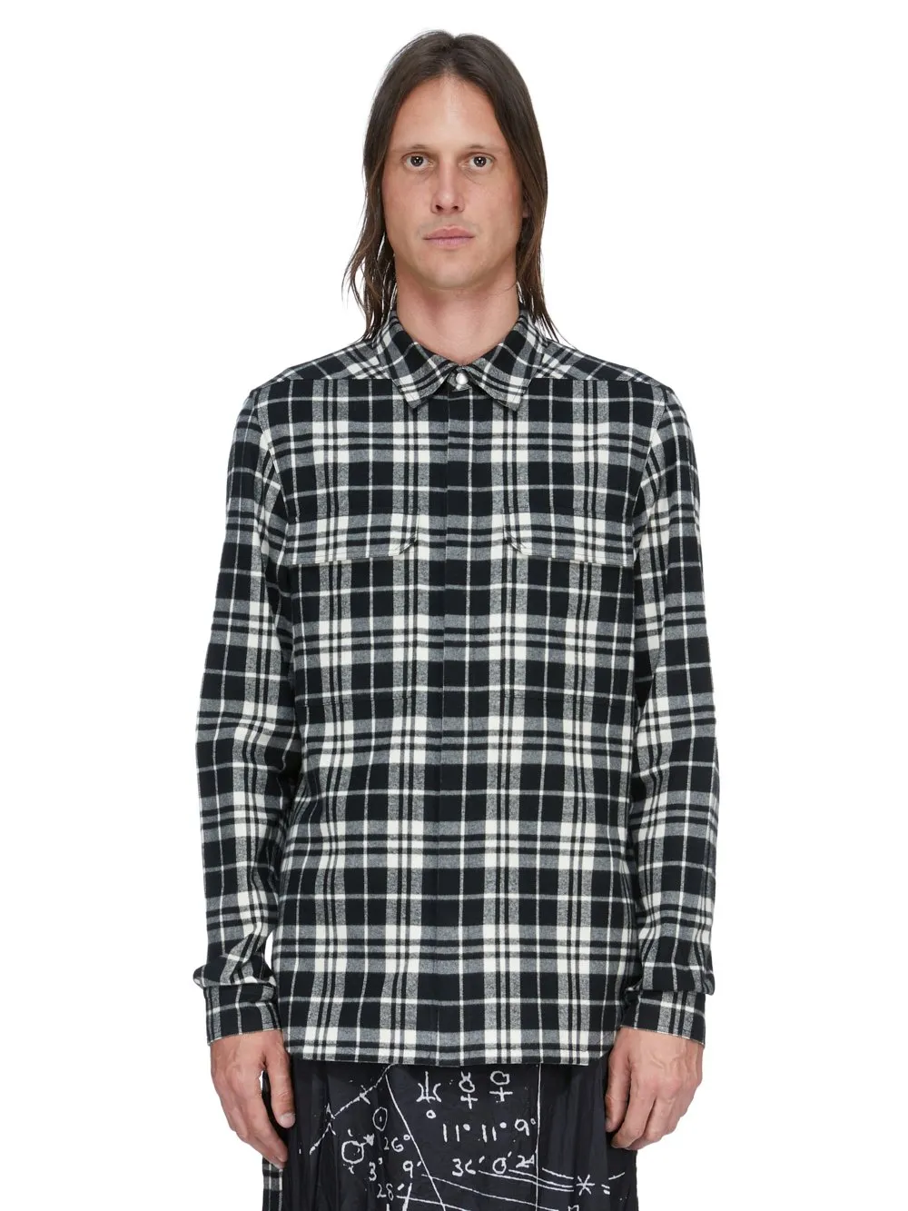 Rick Owens Temple Outershirt In Black Plaid Plaid Flannel