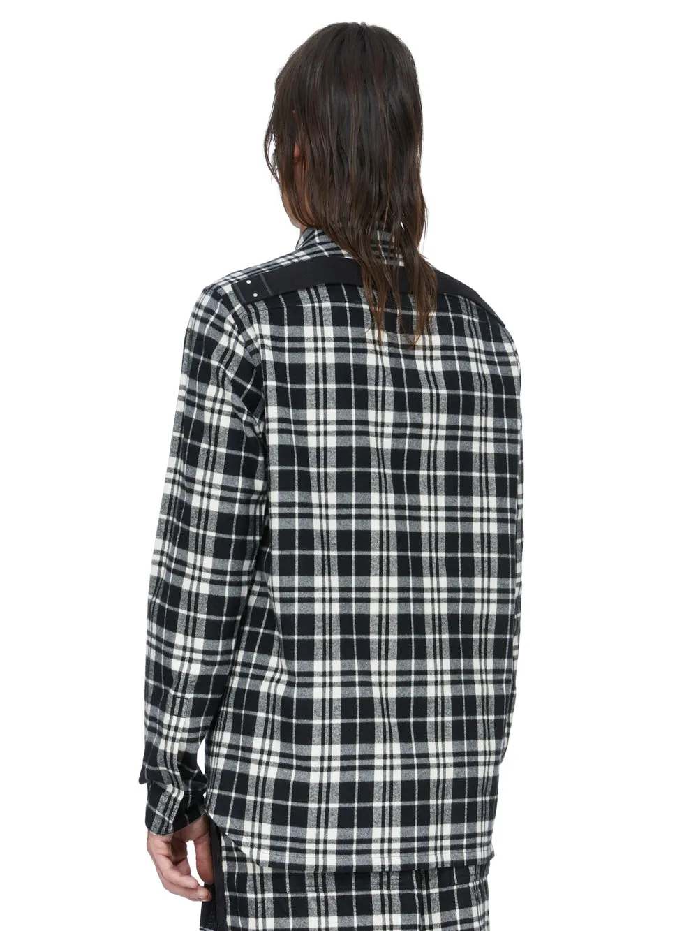 Rick Owens Temple Outershirt In Black Plaid Plaid Flannel
