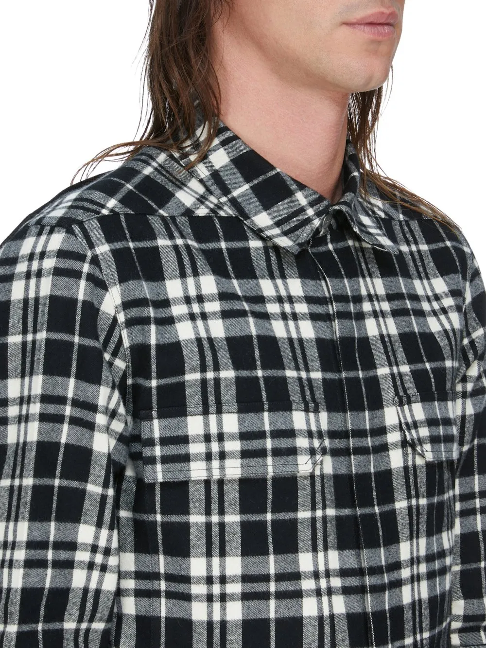 Rick Owens Temple Outershirt In Black Plaid Plaid Flannel