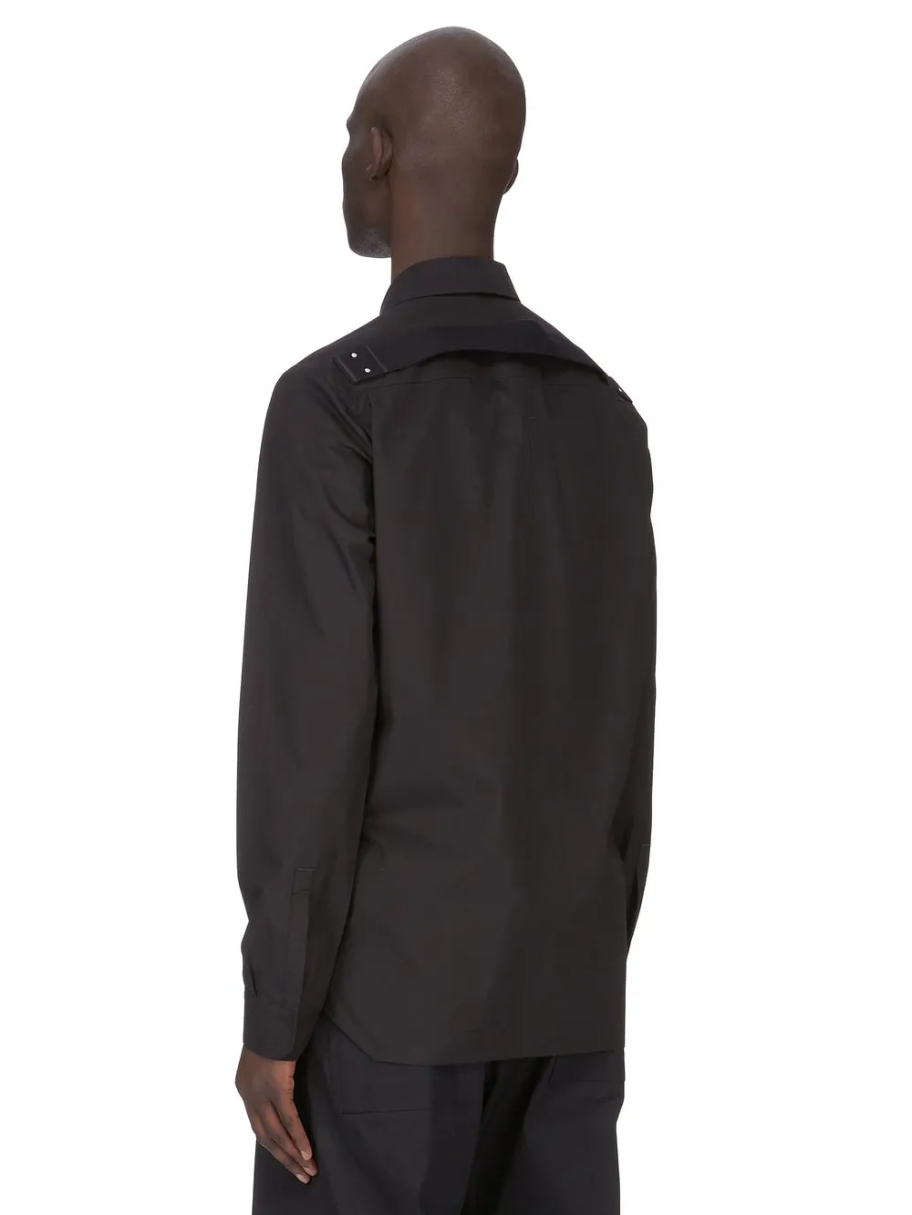 Rick Owens Temple Fogpocket Outershirt In Black Cotton Poplin