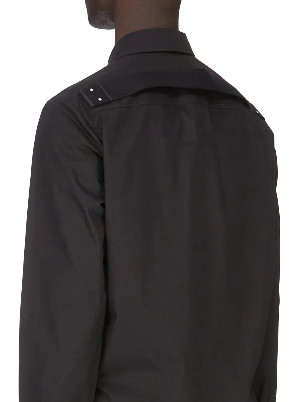 Rick Owens Temple Fogpocket Outershirt In Black Cotton Poplin