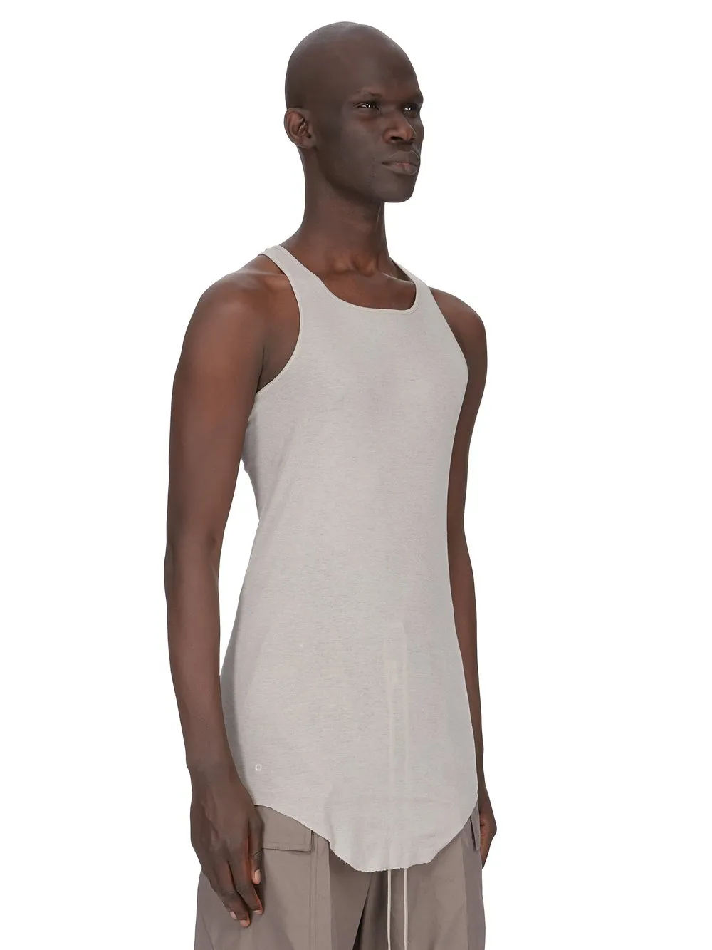 Rick Owens Temple Basic Rib Tank In Pearl Mini Rib Jersey