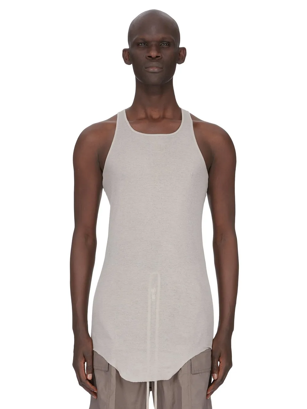 Rick Owens Temple Basic Rib Tank In Pearl Mini Rib Jersey