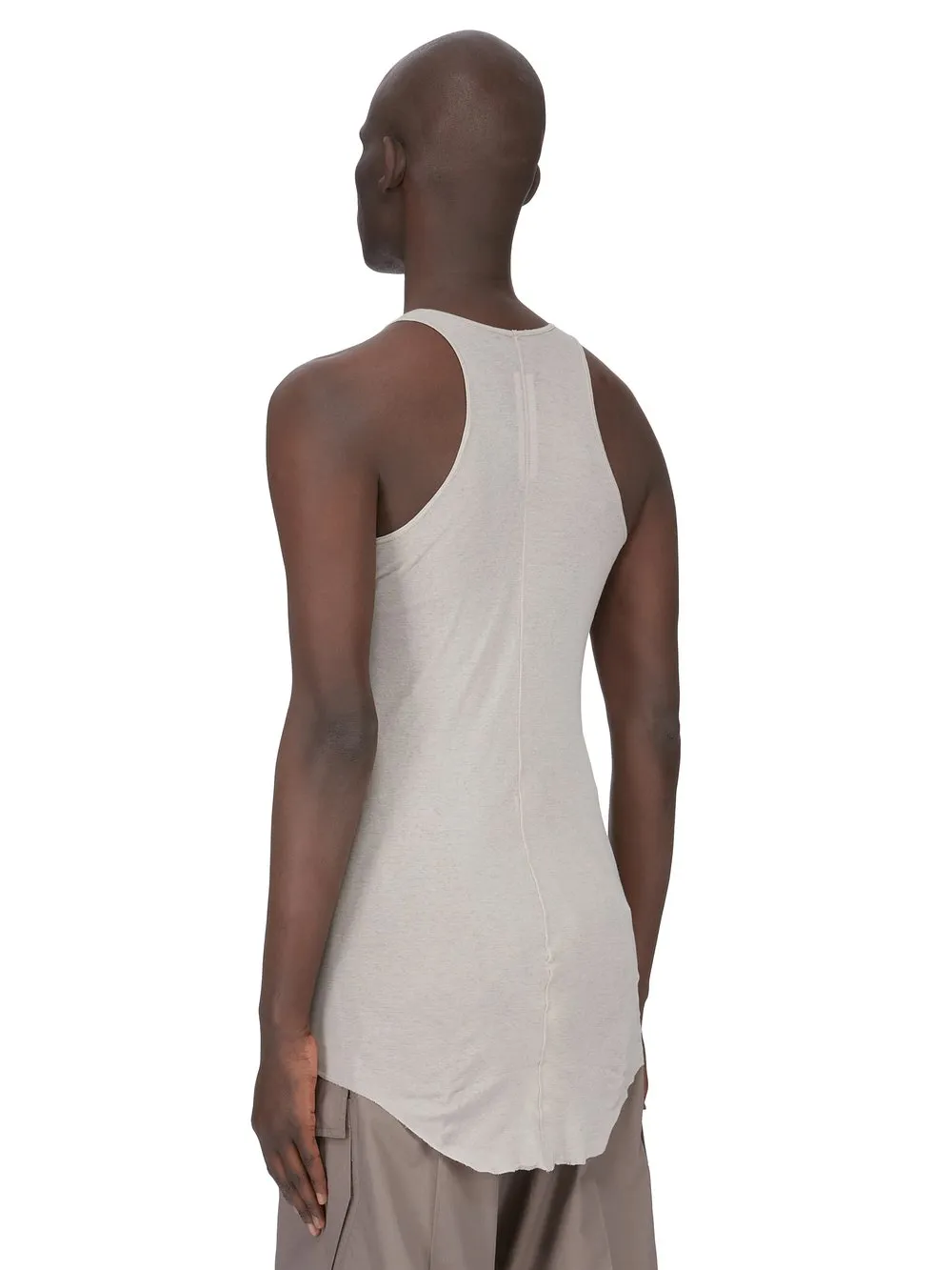 Rick Owens Temple Basic Rib Tank In Pearl Mini Rib Jersey