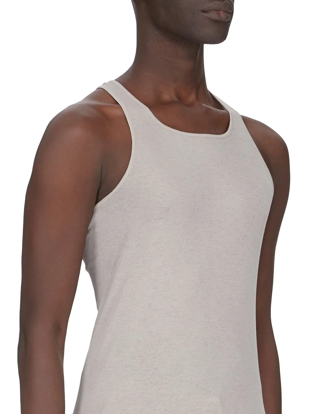 Rick Owens Temple Basic Rib Tank In Pearl Mini Rib Jersey