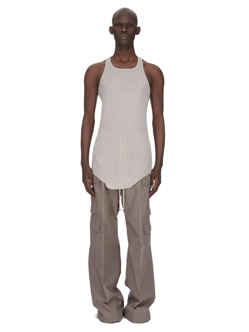 Rick Owens Temple Basic Rib Tank In Pearl Mini Rib Jersey