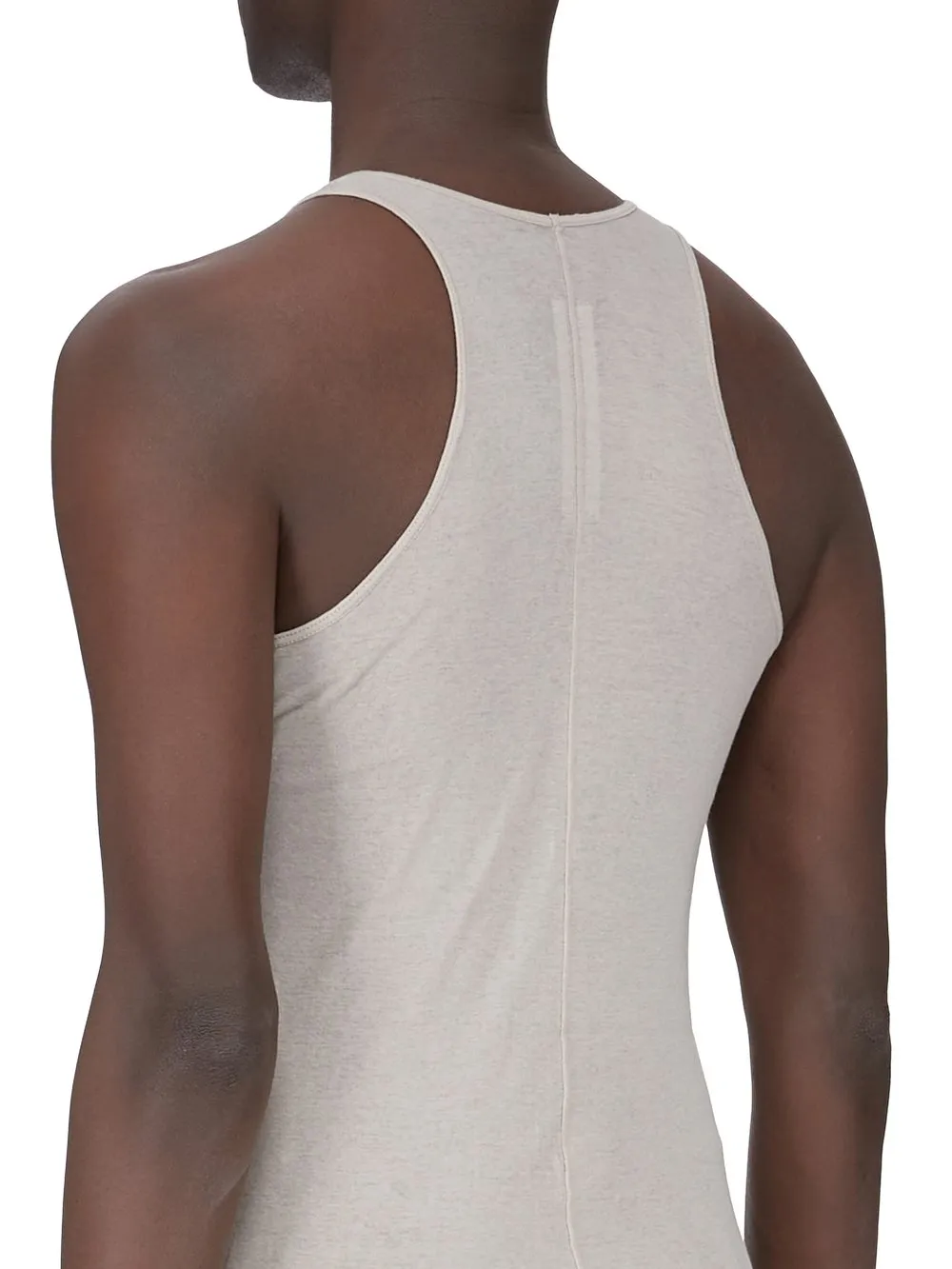 Rick Owens Temple Basic Rib Tank In Pearl Mini Rib Jersey