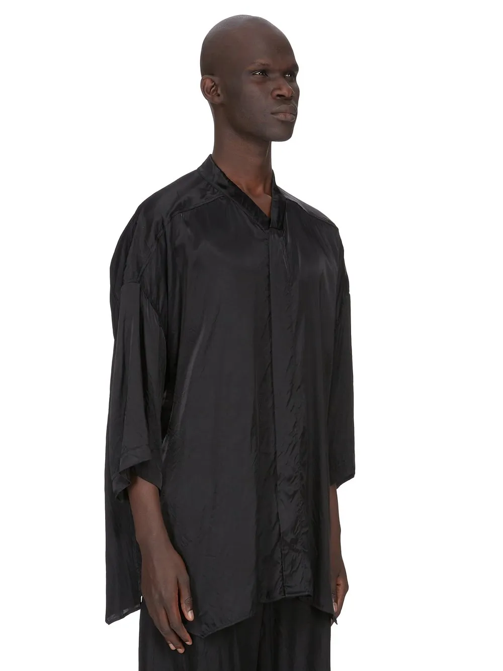Rick Owens Temple Ss Jumbo Faun Shirt In Black Cupro Satin