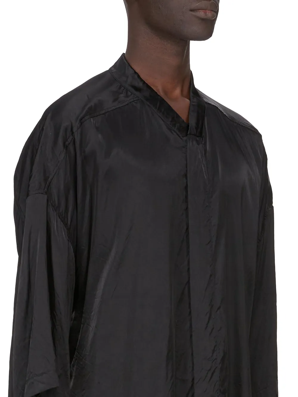 Rick Owens Temple Ss Jumbo Faun Shirt In Black Cupro Satin