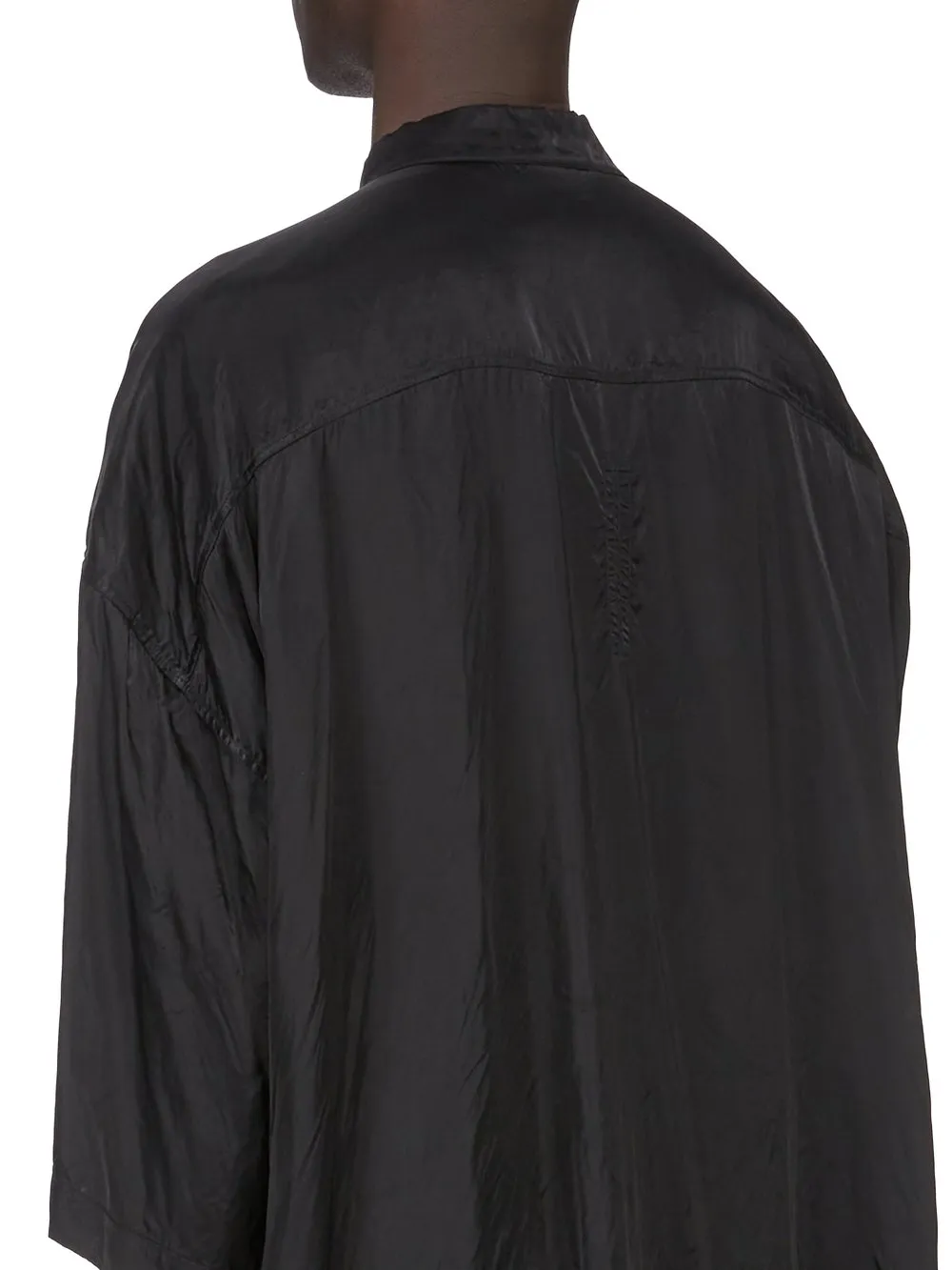 Rick Owens Temple Ss Jumbo Faun Shirt In Black Cupro Satin