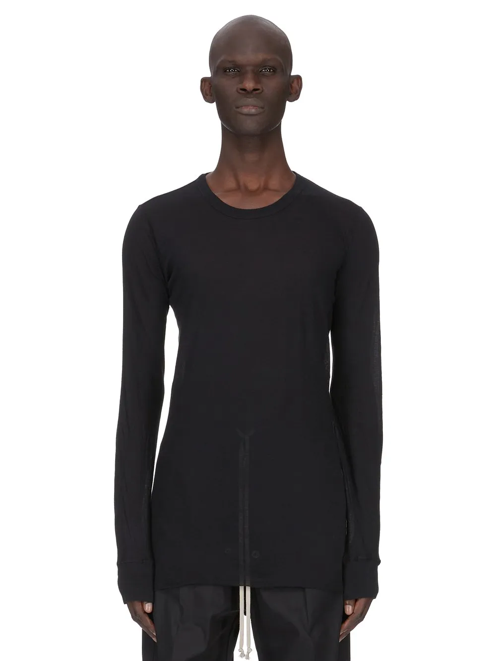 Rick Owens Temple Basic Ls T In Black Unstable Cotton
