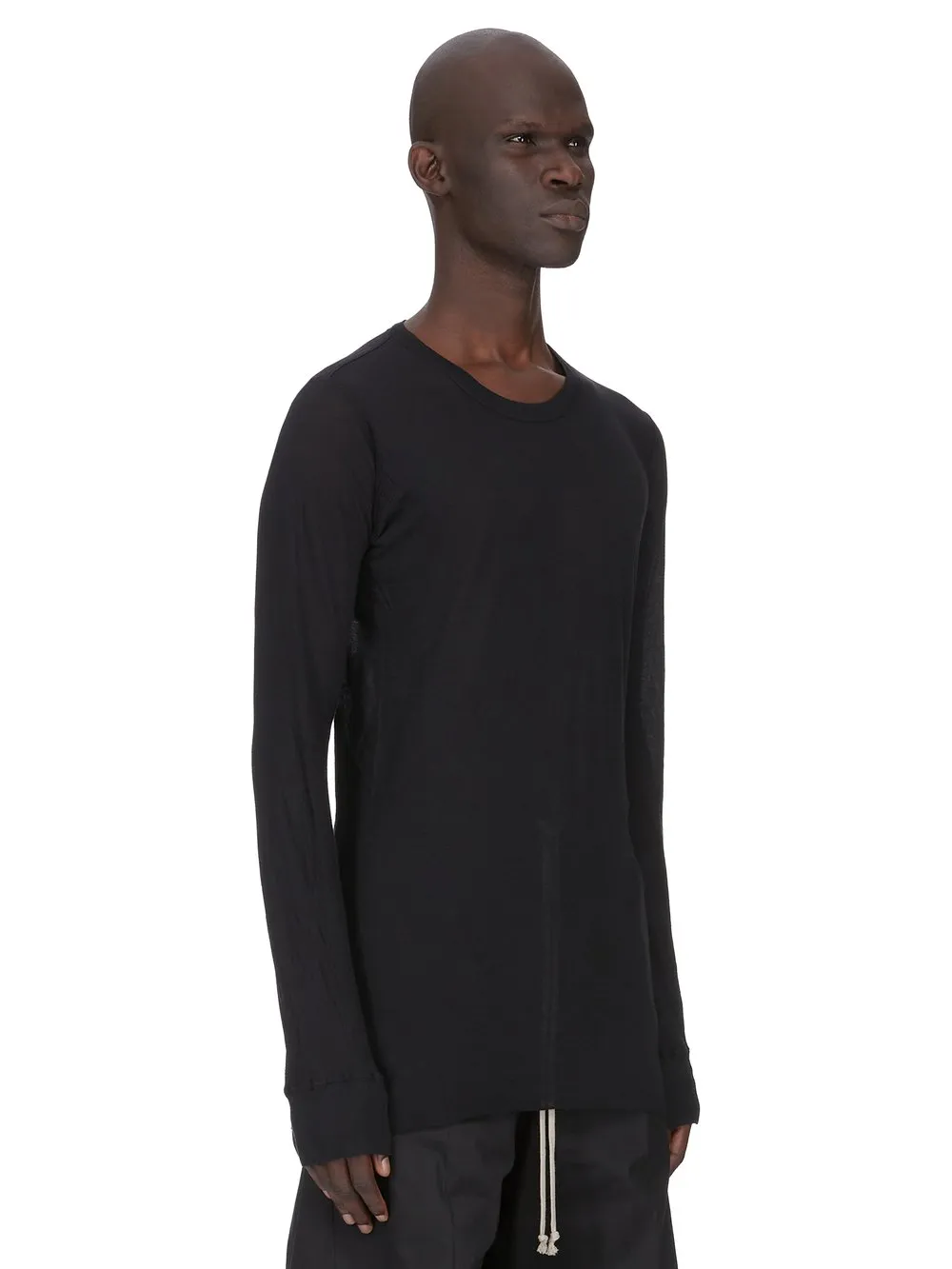 Rick Owens Temple Basic Ls T In Black Unstable Cotton