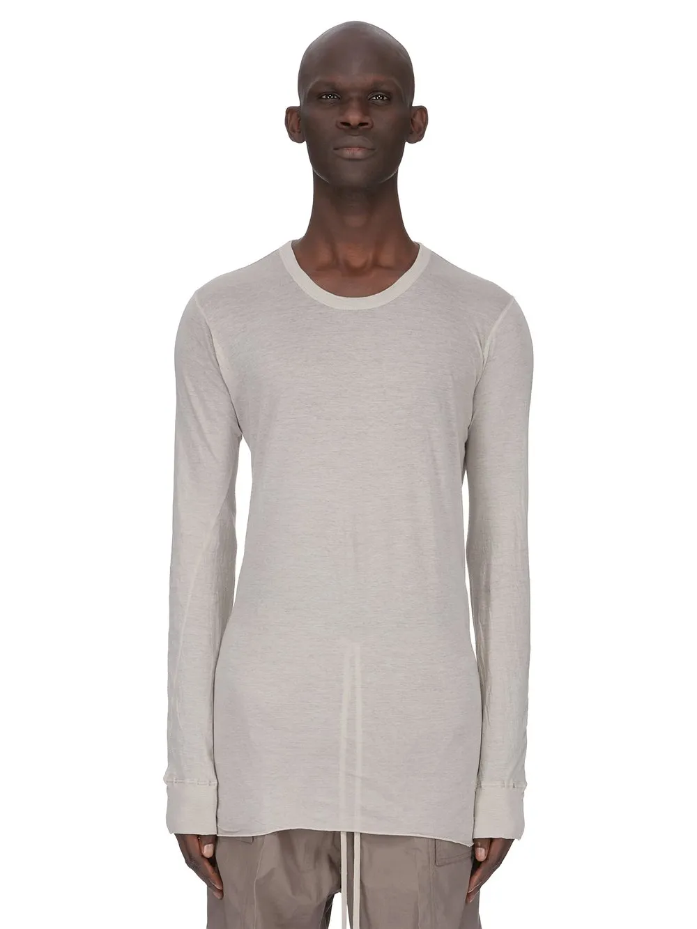 Rick Owens Temple Basic Ls T In Pearl Unstable Cotton