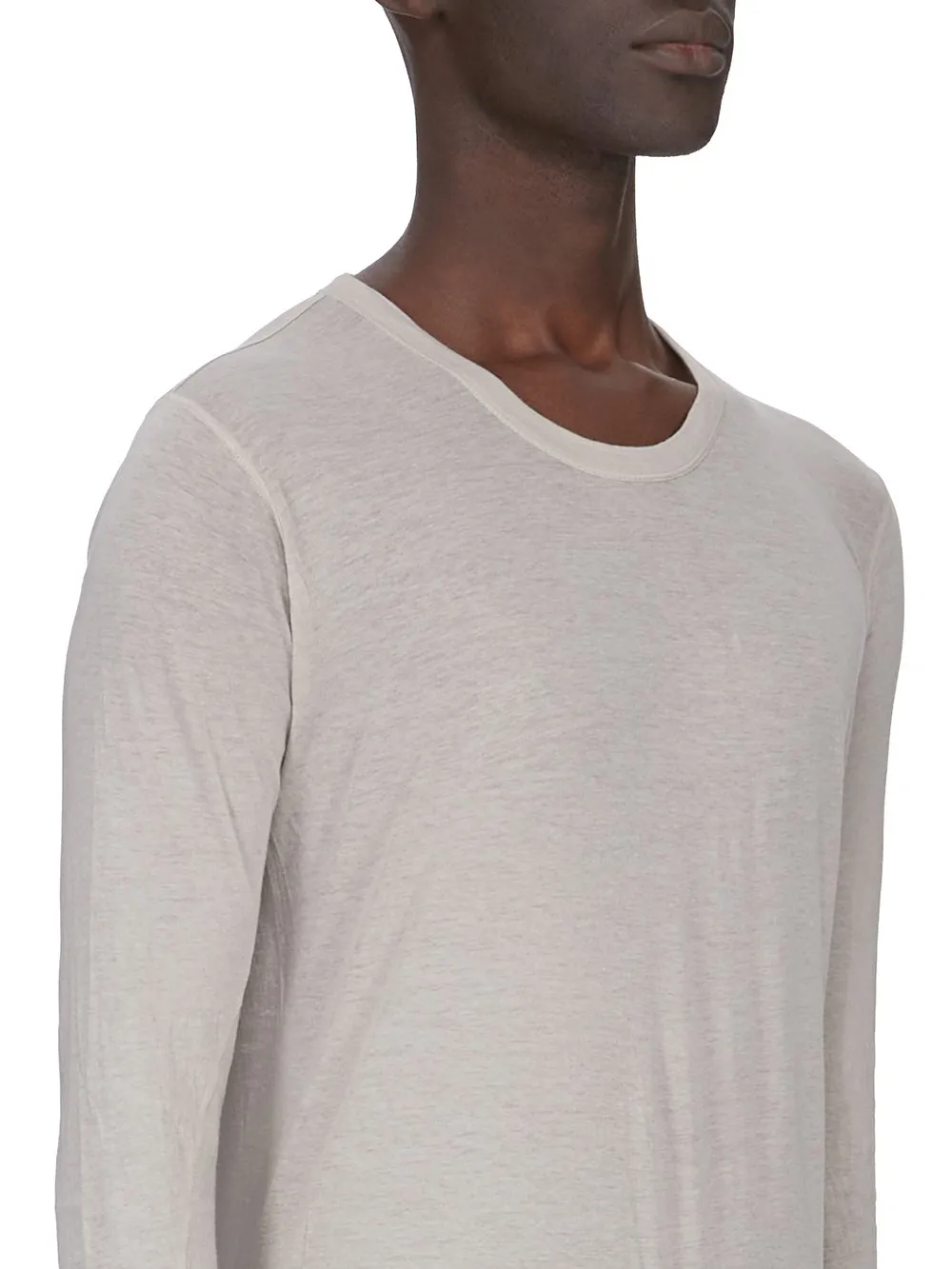 Rick Owens Temple Basic Ls T In Pearl Unstable Cotton