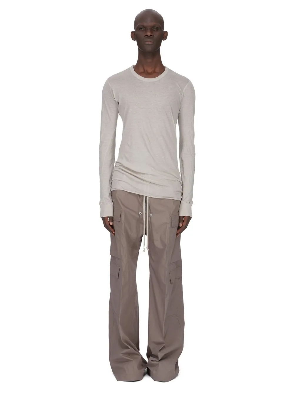 Rick Owens Temple Basic Ls T In Pearl Unstable Cotton