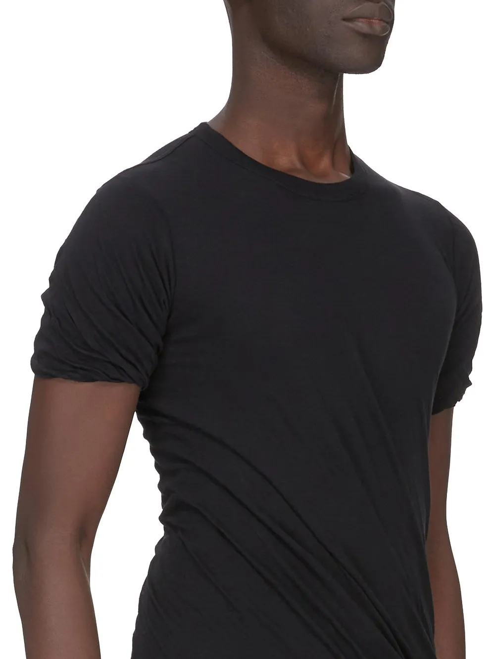 Rick Owens Temple Double Ss T In Black Unstable Cotton
