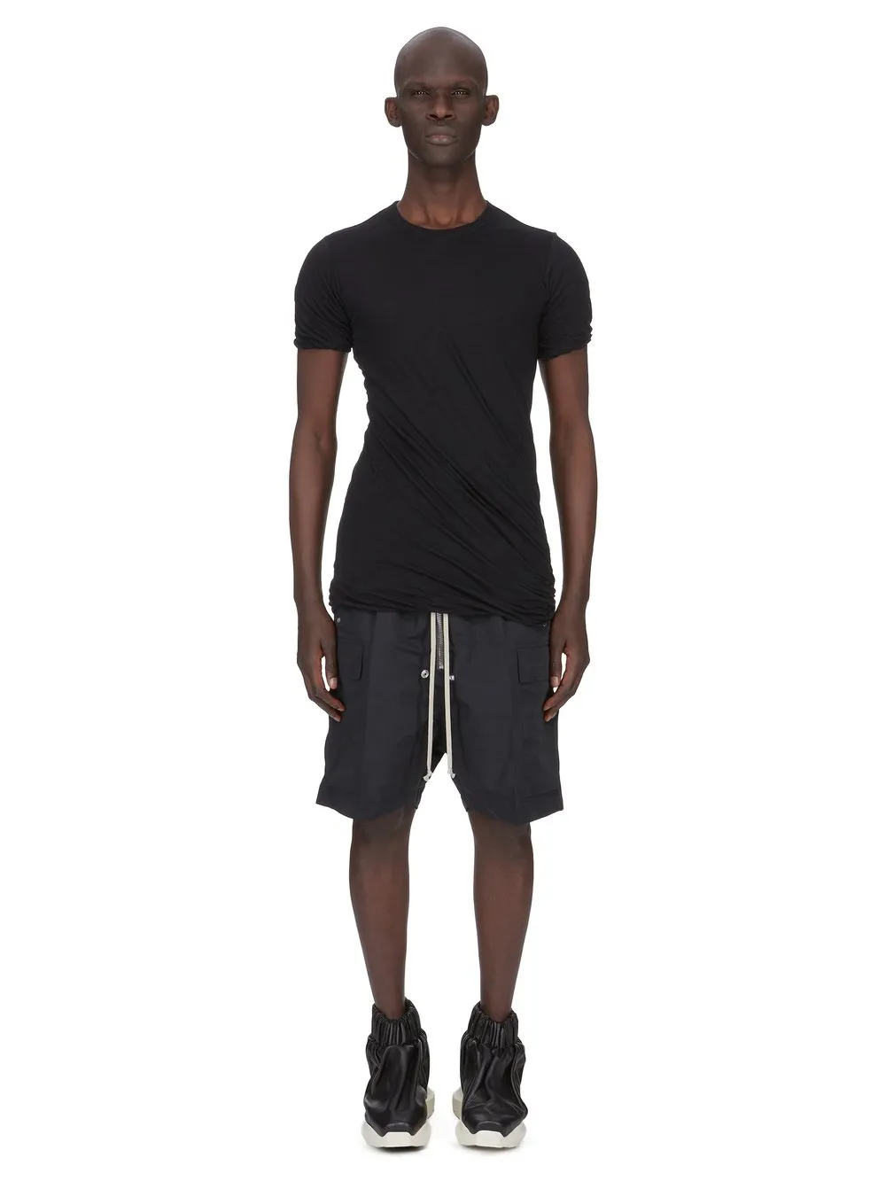 Rick Owens Temple Double Ss T In Black Unstable Cotton