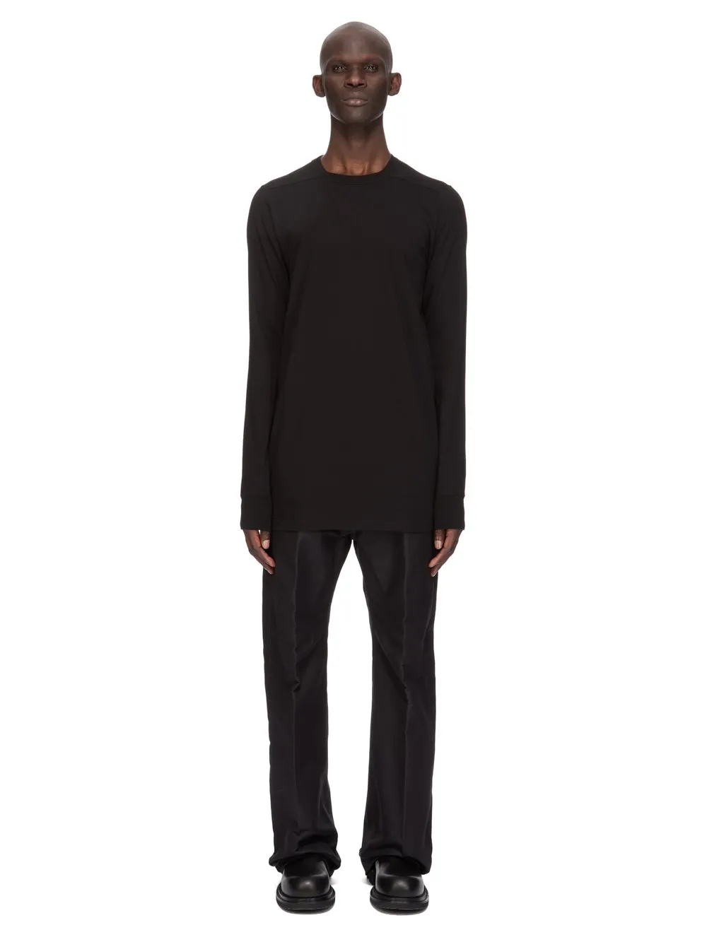 Rick Owens Temple Level Ls T In Black Classic Cotton Jersey
