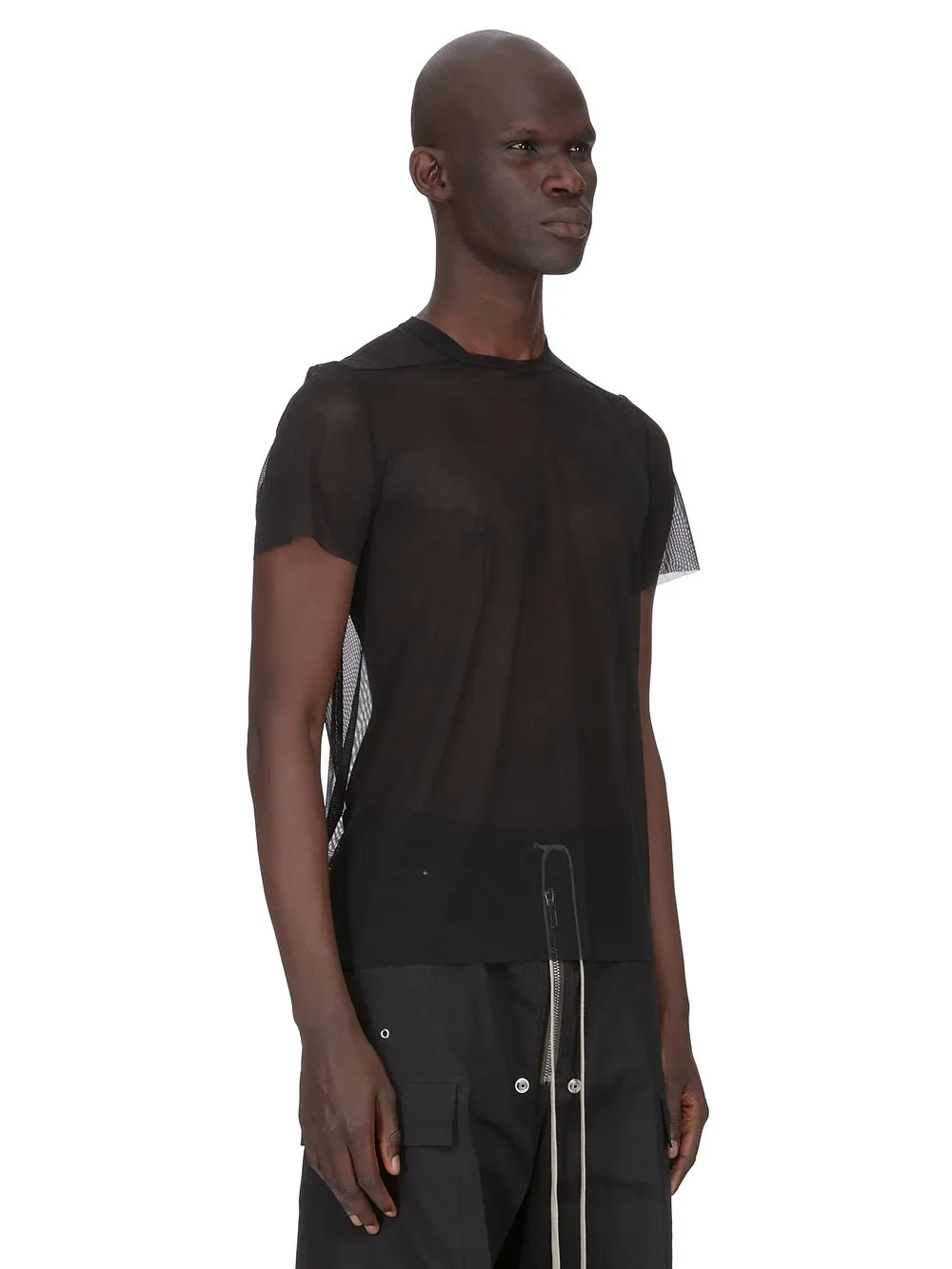 Rick Owens Temple Short Level T In Black Stretch Tulle
