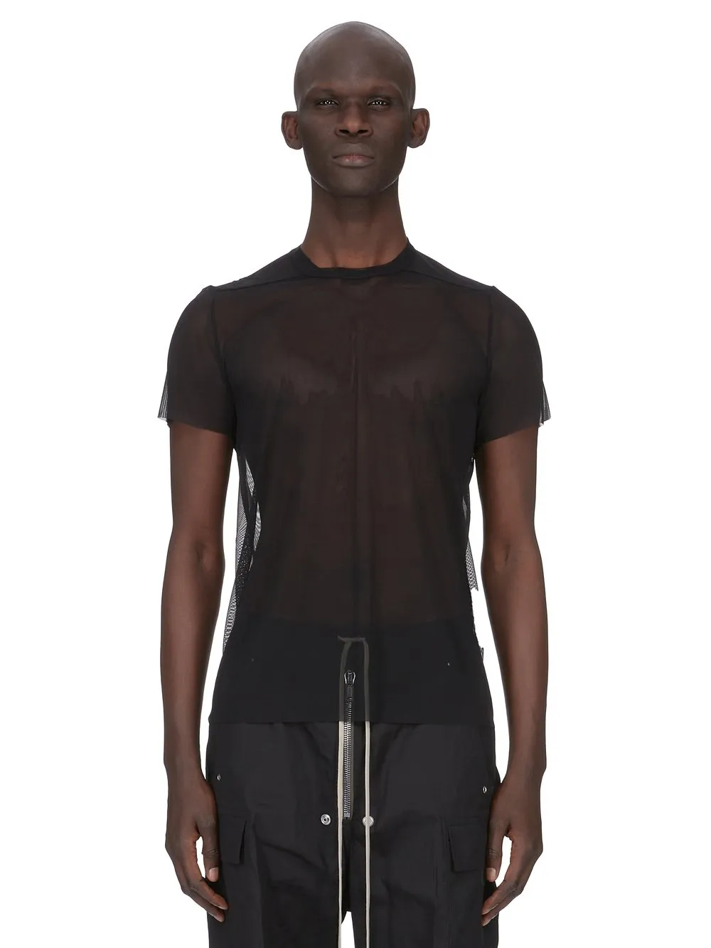 Rick Owens Temple Short Level T In Black Stretch Tulle