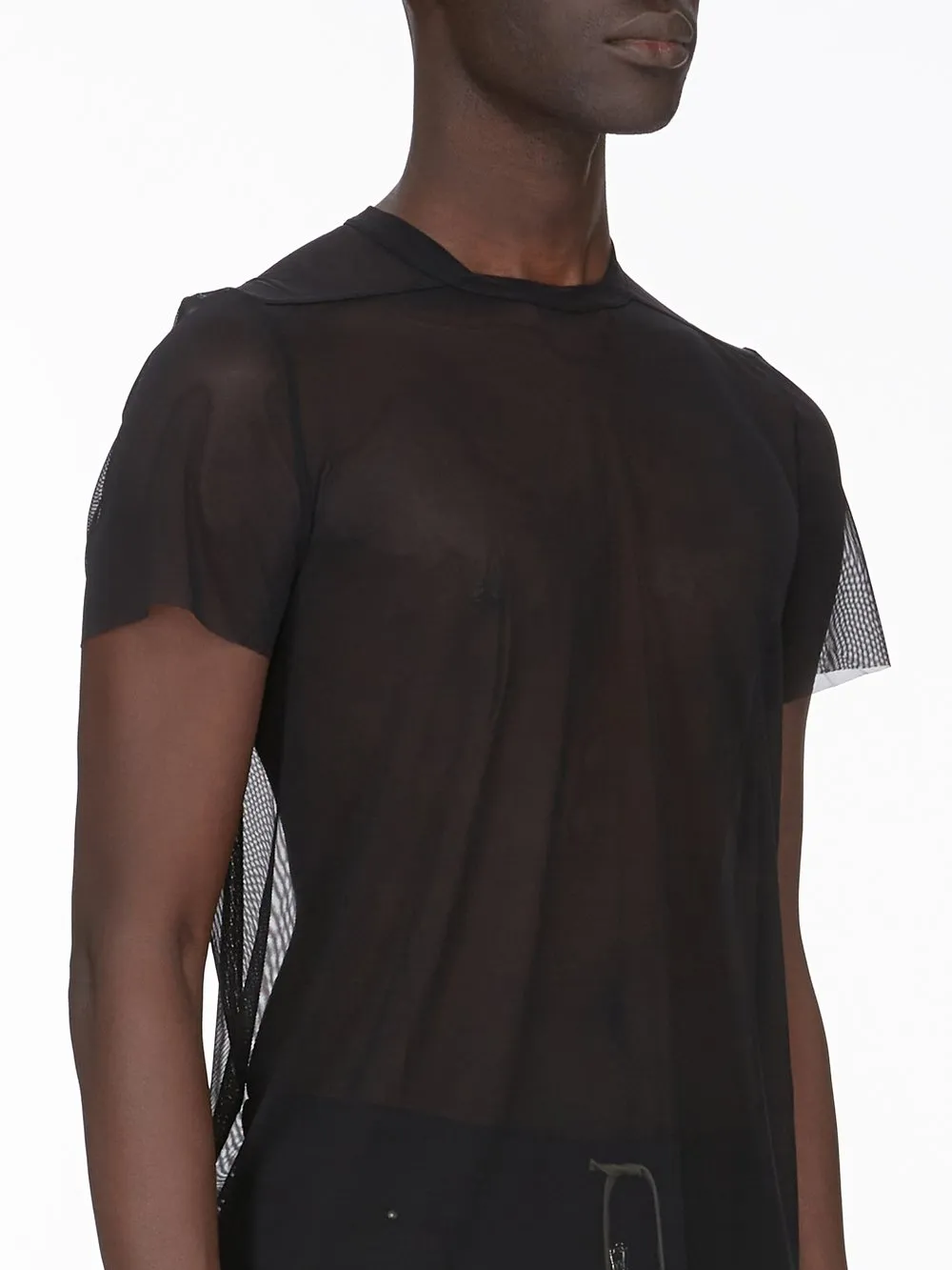 Rick Owens Temple Short Level T In Black Stretch Tulle