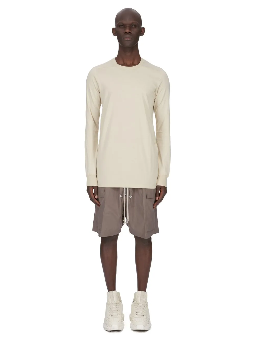 Rick Owens Temple Level Ls T In Sand Classic Cotton Jersey