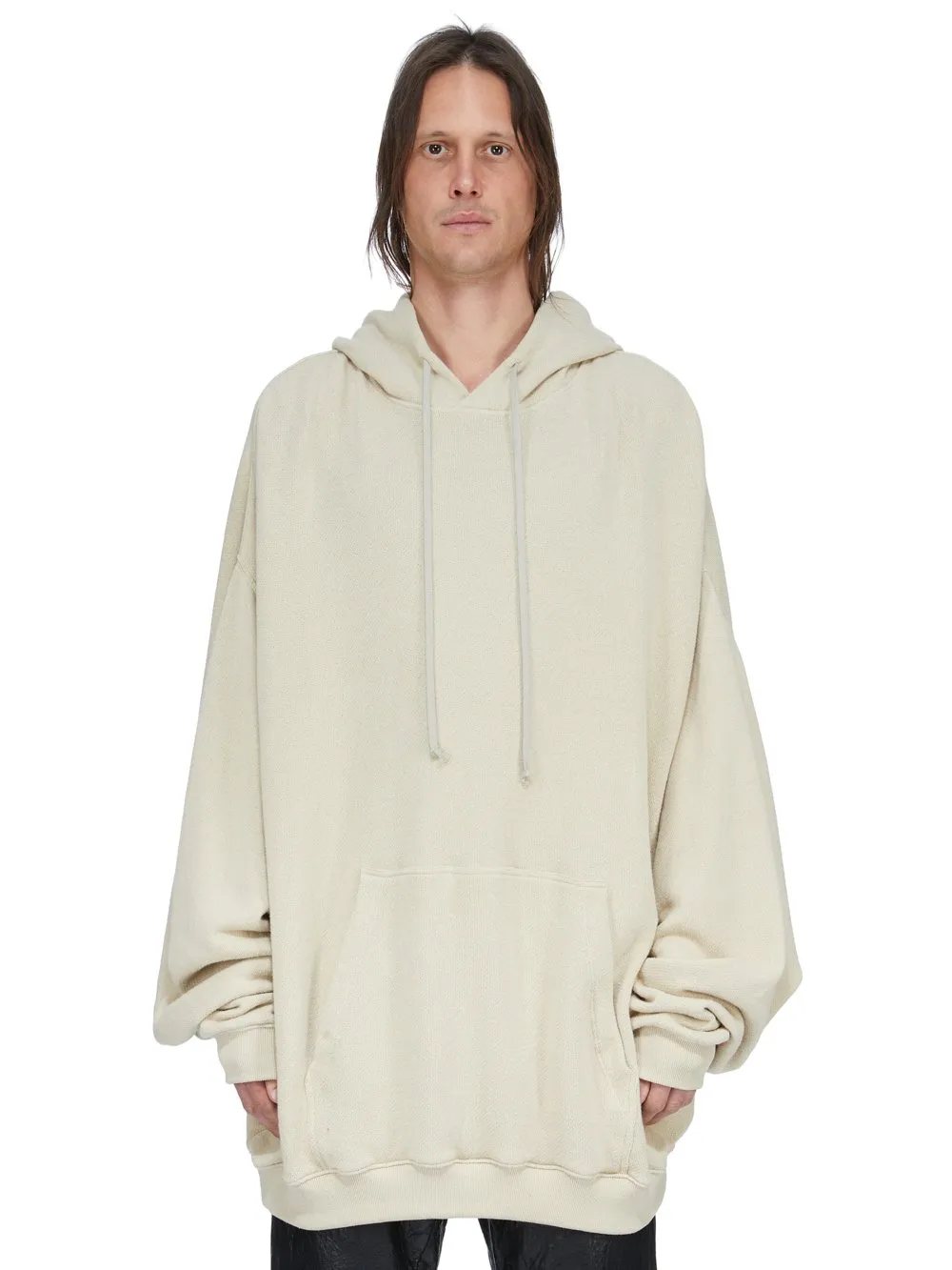 Rick Owens Temple Hun Hoodie In Sand Nep Terry Jersey