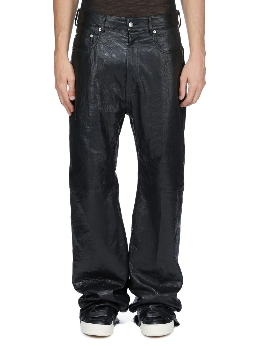 Rick Owens Temple Geth Jeans In Black Tumbled Lamb