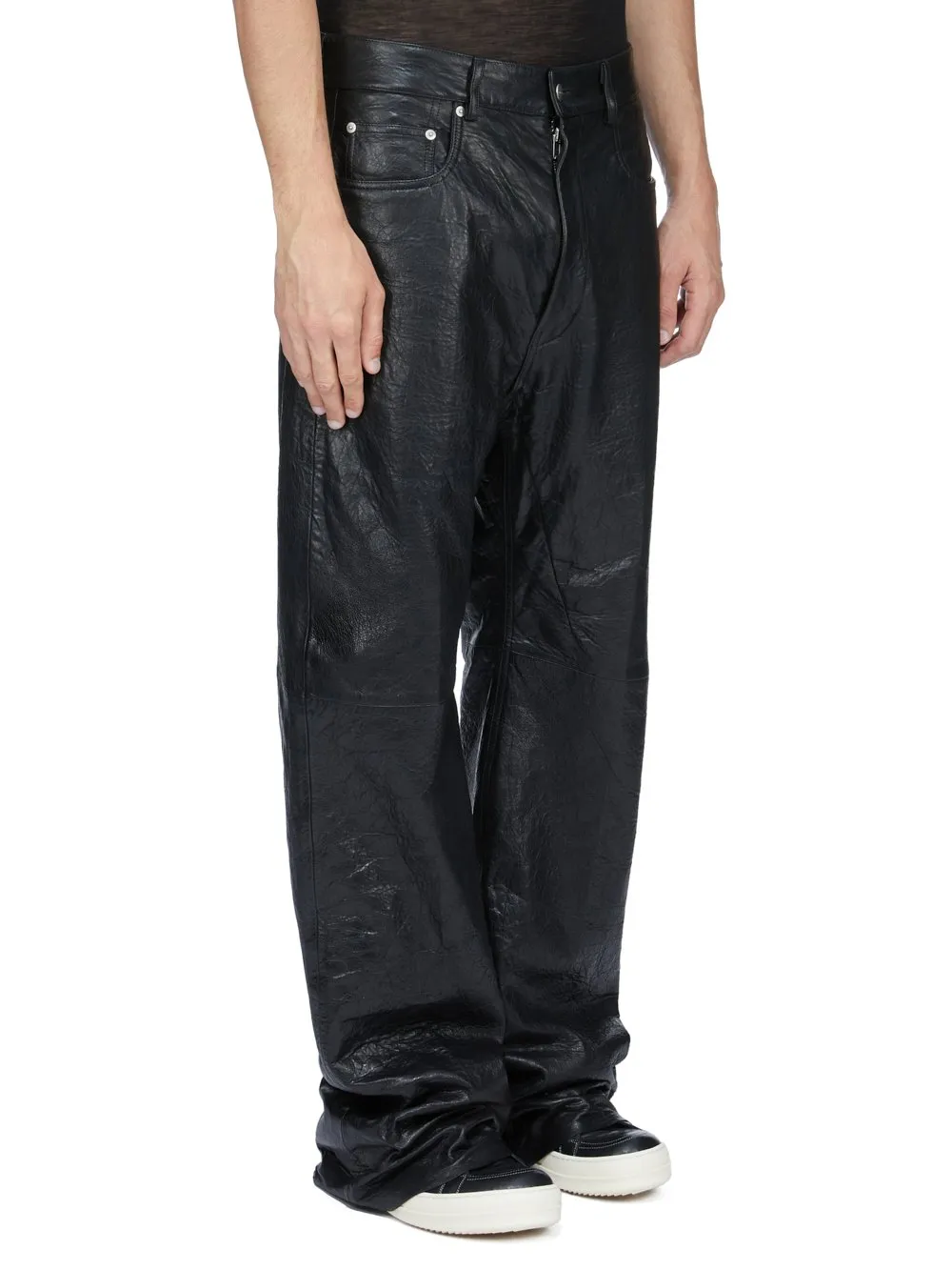 Rick Owens Temple Geth Jeans In Black Tumbled Lamb