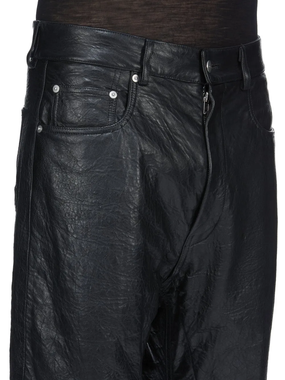 Rick Owens Temple Geth Jeans In Black Tumbled Lamb