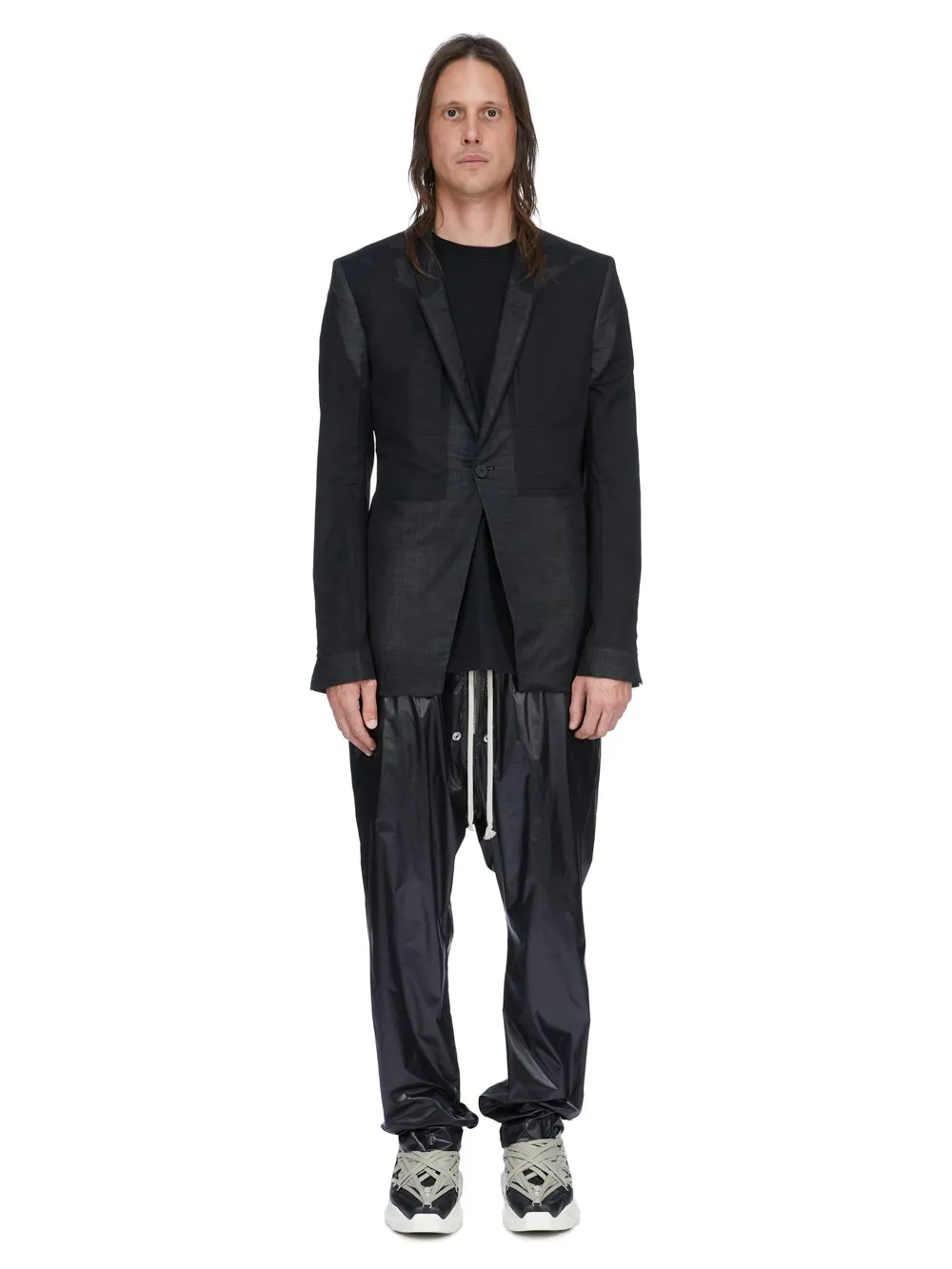 Rick Owens Temple Bela Pants In Black Shiny Nylon