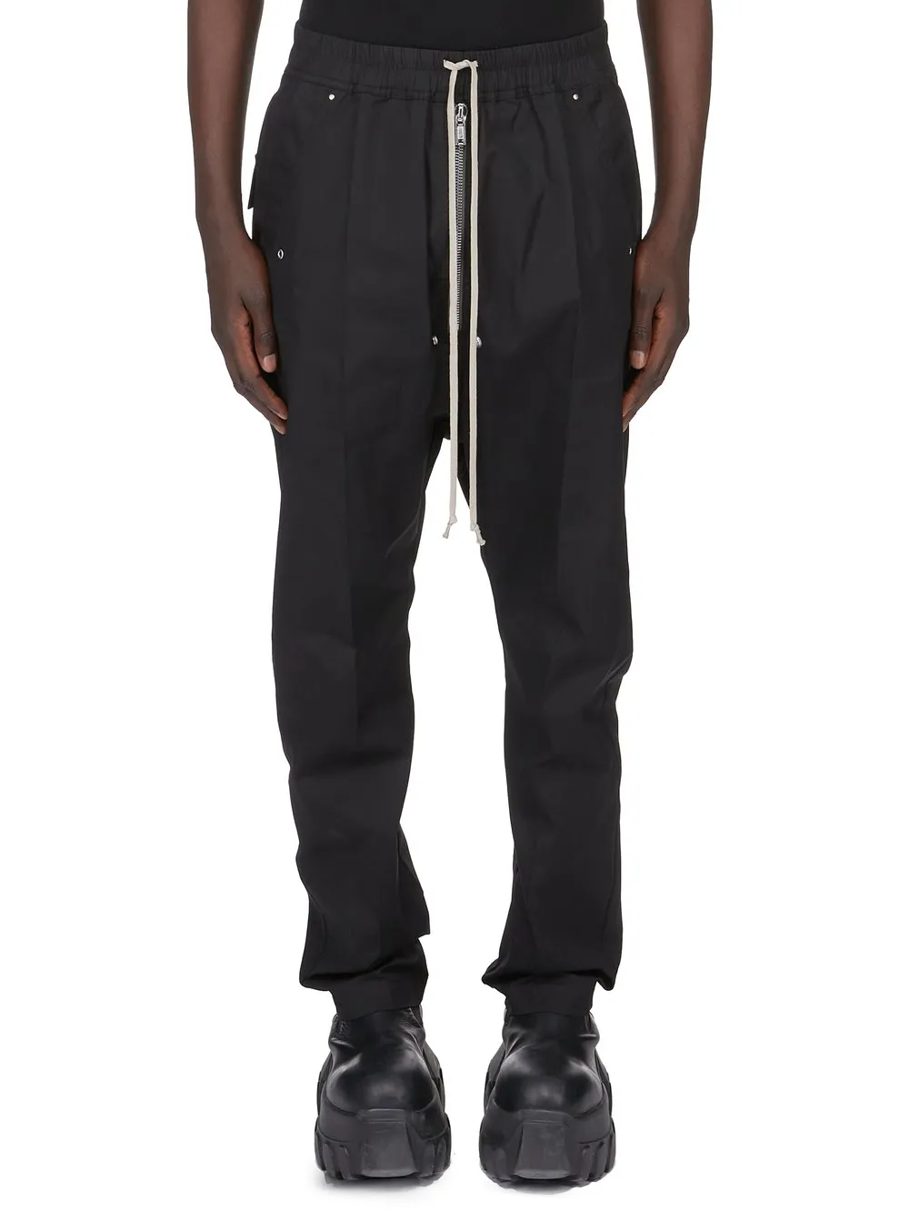 Rick Owens Temple Bela Pants In Black Heavy Poplin