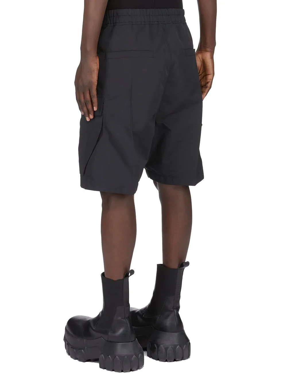 Rick Owens Temple Cargobela Shorts In Black Tech Faille