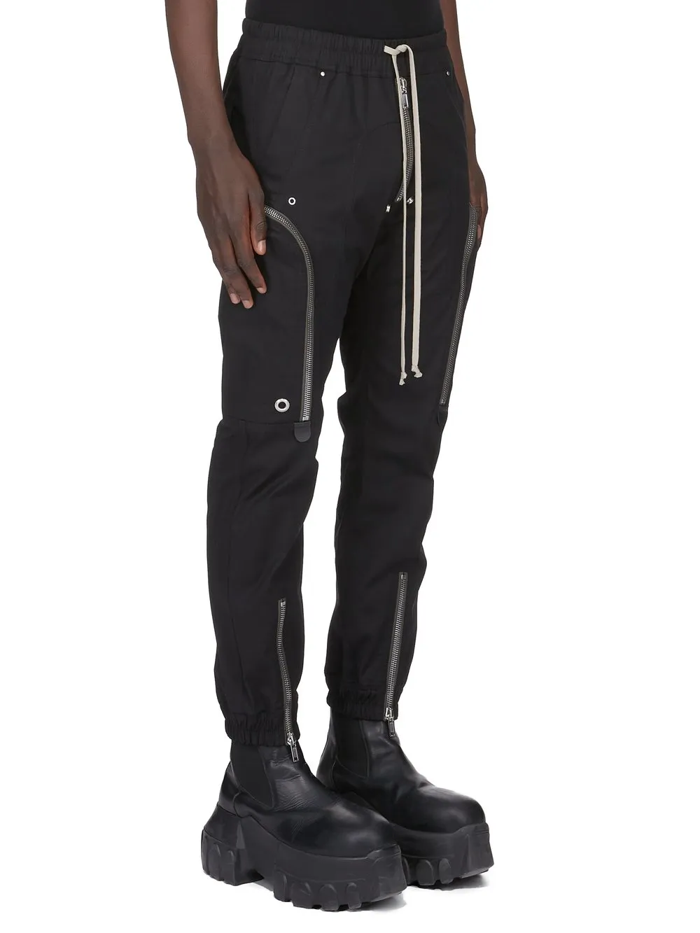 Rick Owens Temple Bauhaus Cargo In Black Heavy Poplin