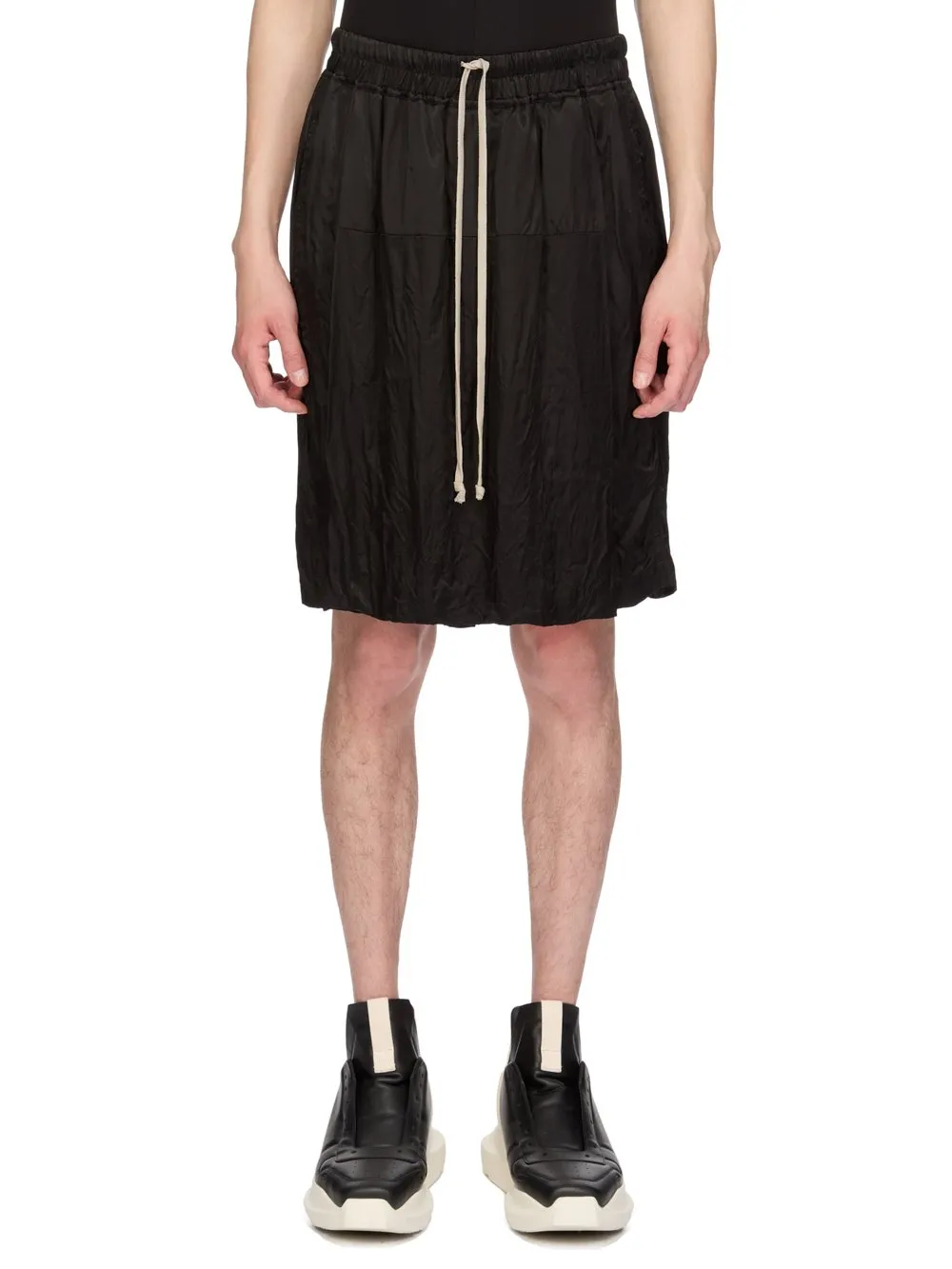 Rick Owens Temple Kiltshorts In Black Cupro Satin