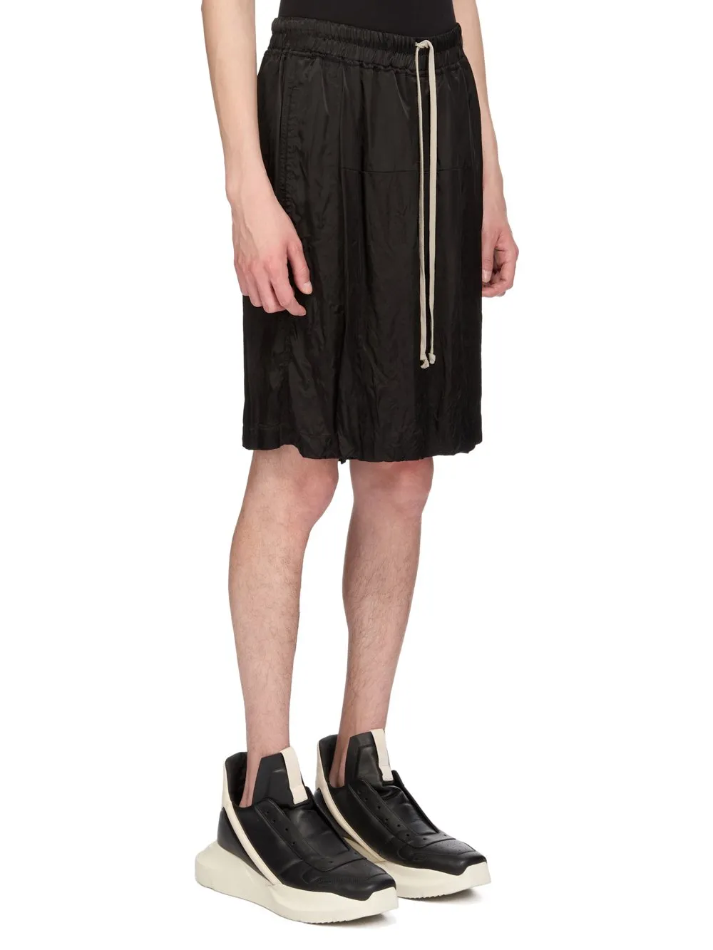 Rick Owens Temple Kiltshorts In Black Cupro Satin