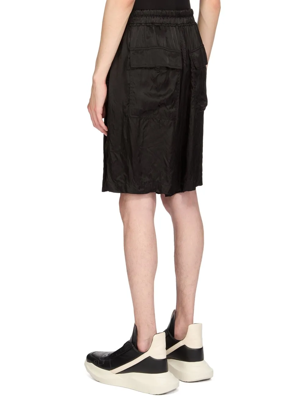Rick Owens Temple Kiltshorts In Black Cupro Satin
