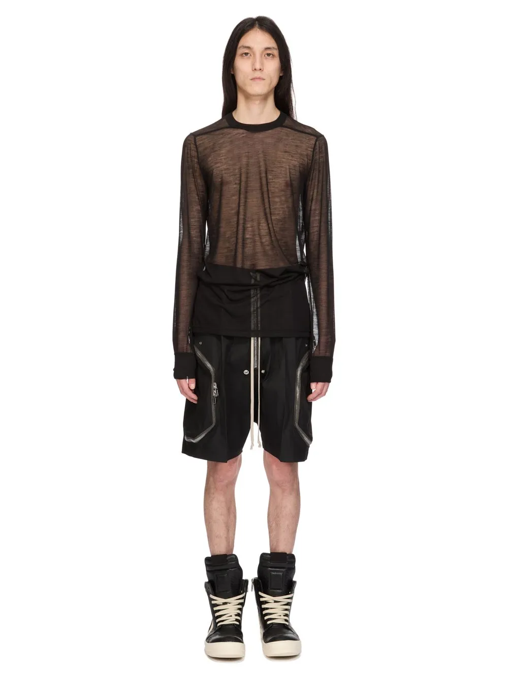 Rick Owens Temple Heizer Bela In Black Heavy Poplin