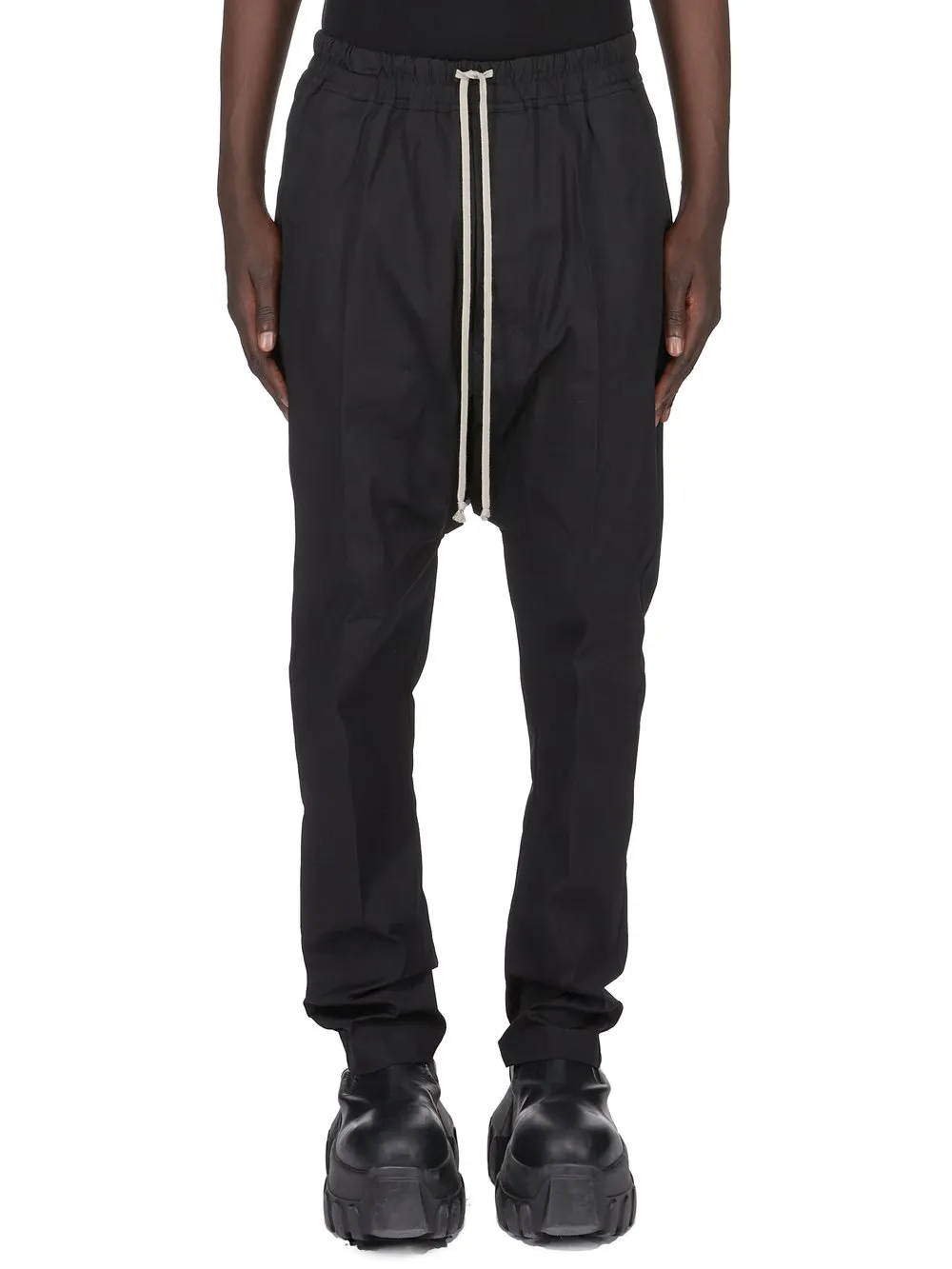 Rick Owens Temple Drawstring Long In Black Heavy Poplin