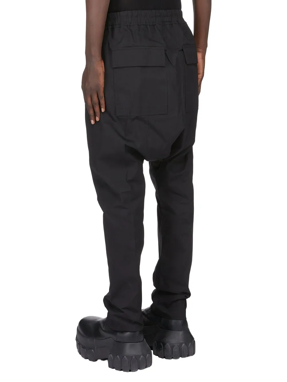Rick Owens Temple Drawstring Long In Black Heavy Poplin
