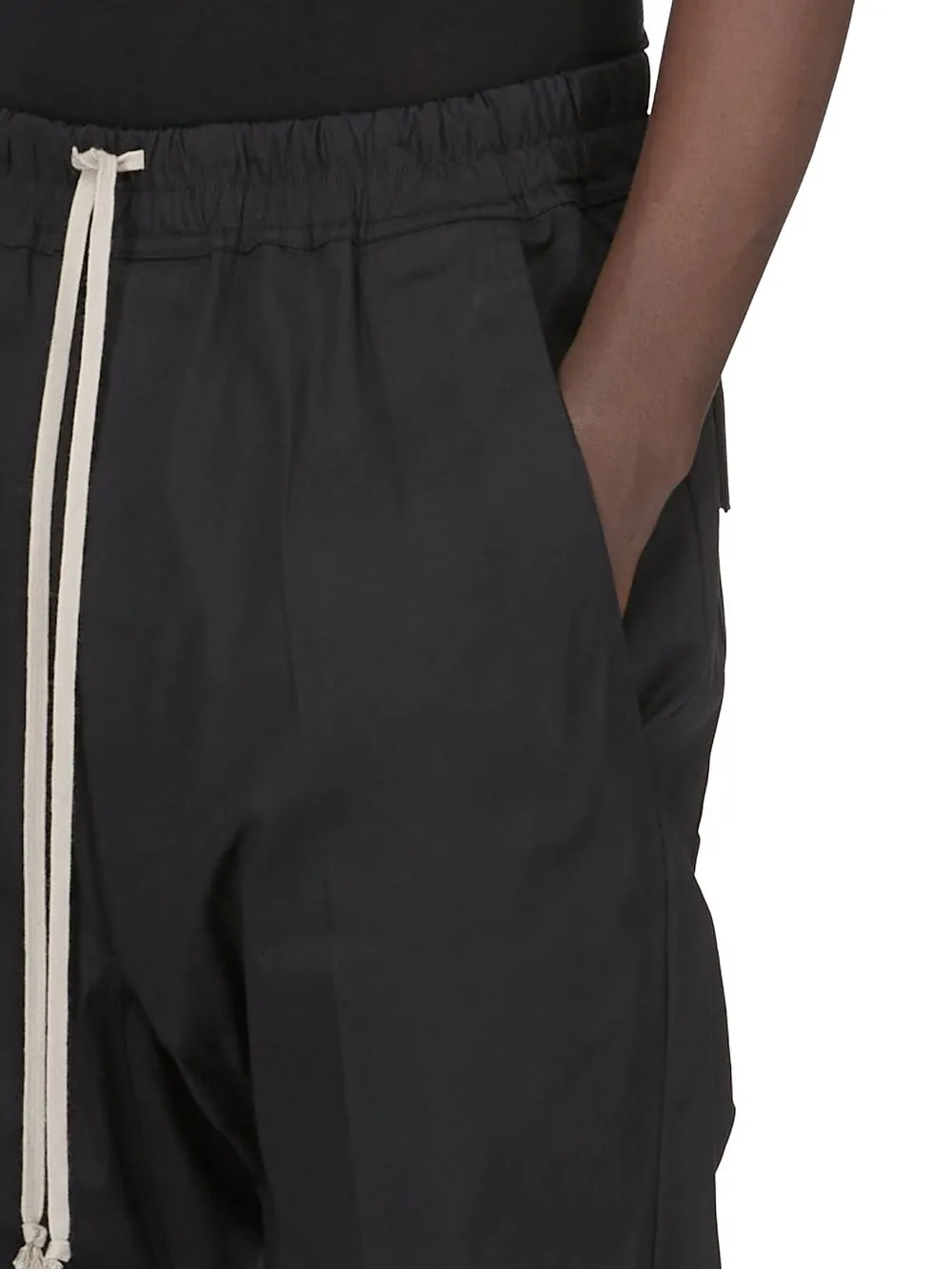 Rick Owens Temple Drawstring Long In Black Heavy Poplin