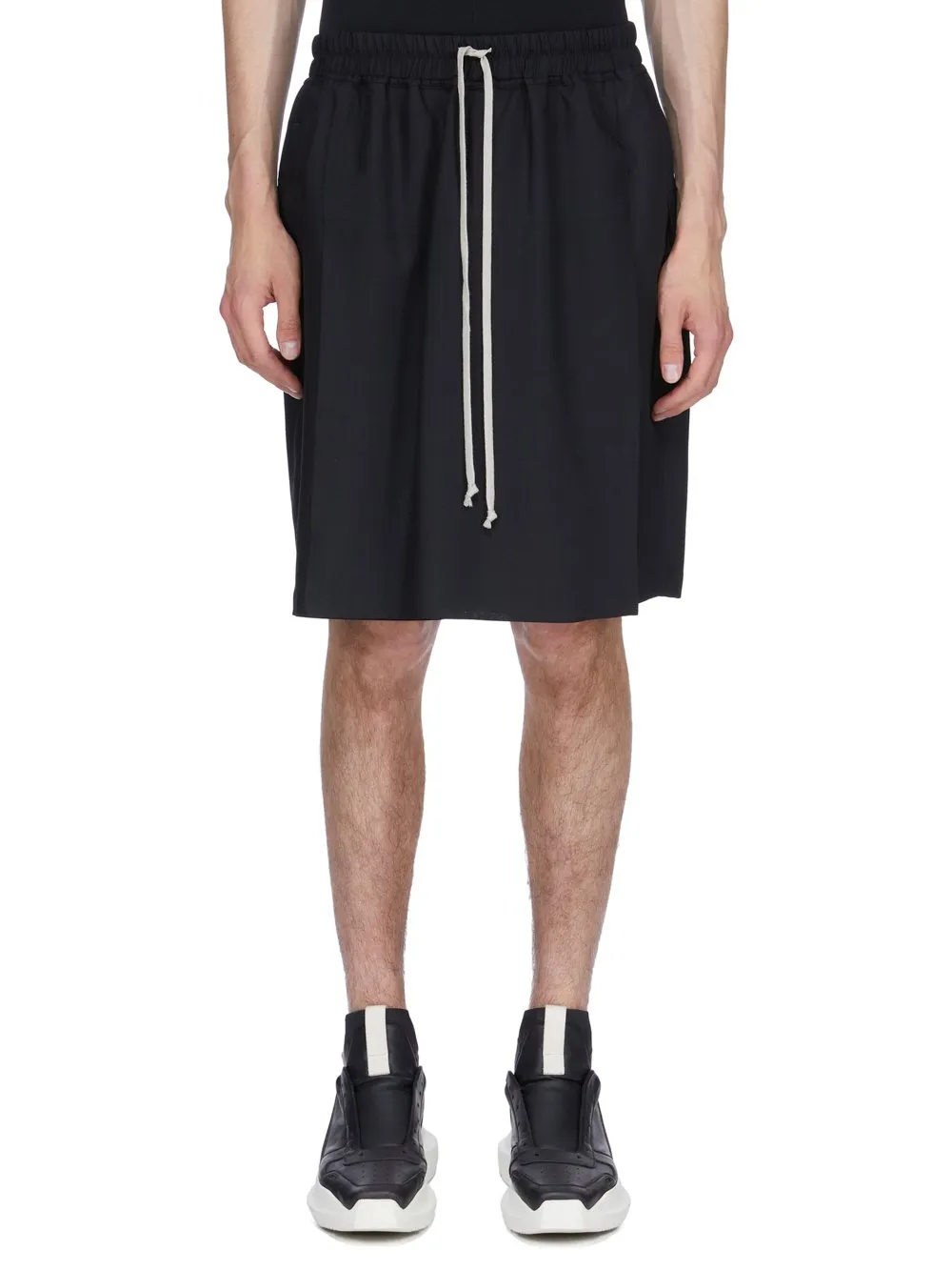 Rick Owens Temple Kiltshorts In Black Wool Gauze