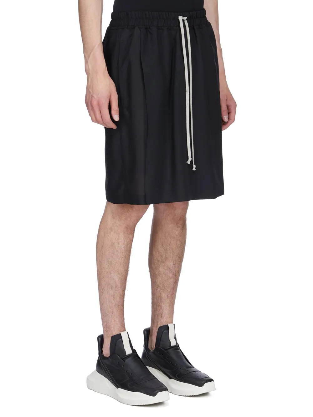 Rick Owens Temple Kiltshorts In Black Wool Gauze