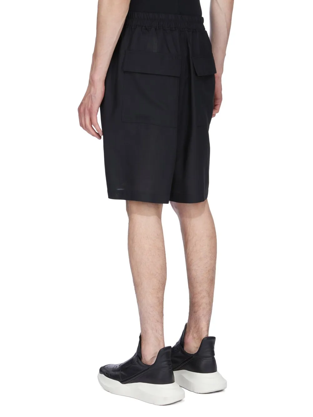 Rick Owens Temple Kiltshorts In Black Wool Gauze