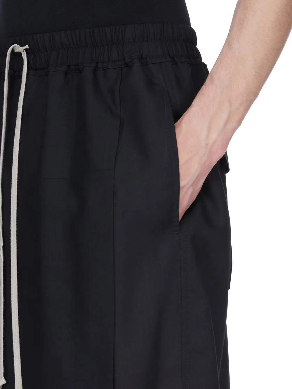 Rick Owens Temple Kiltshorts In Black Wool Gauze