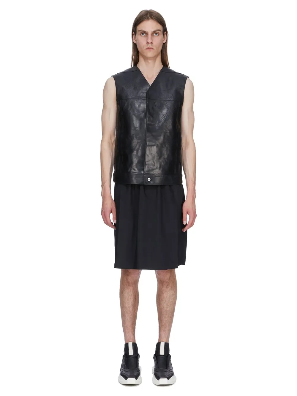 Rick Owens Temple Kiltshorts In Black Wool Gauze