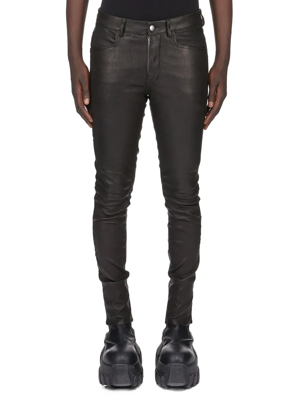Rick Owens Temple Tyrone Jeans In Black Veg Stretch Leather