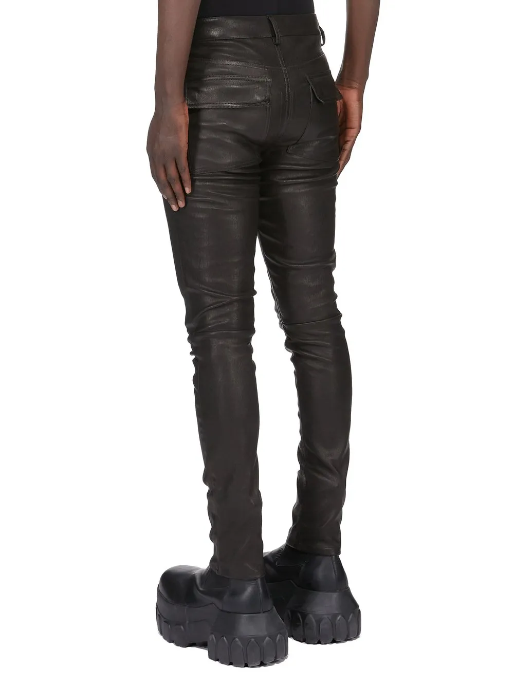 Rick Owens Temple Tyrone Jeans In Black Veg Stretch Leather