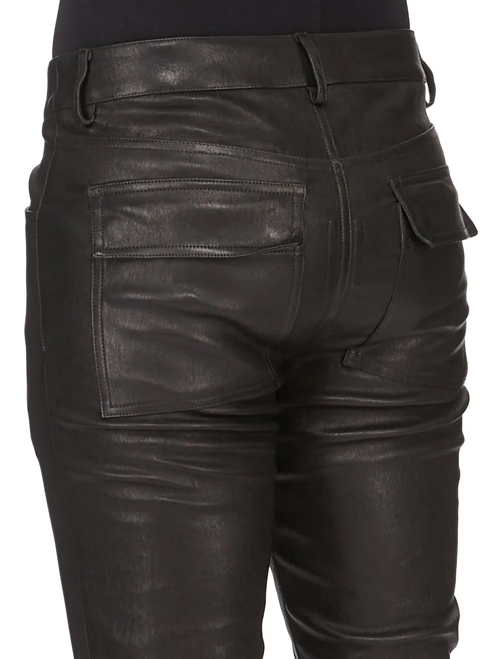 Rick Owens Temple Tyrone Jeans In Black Veg Stretch Leather