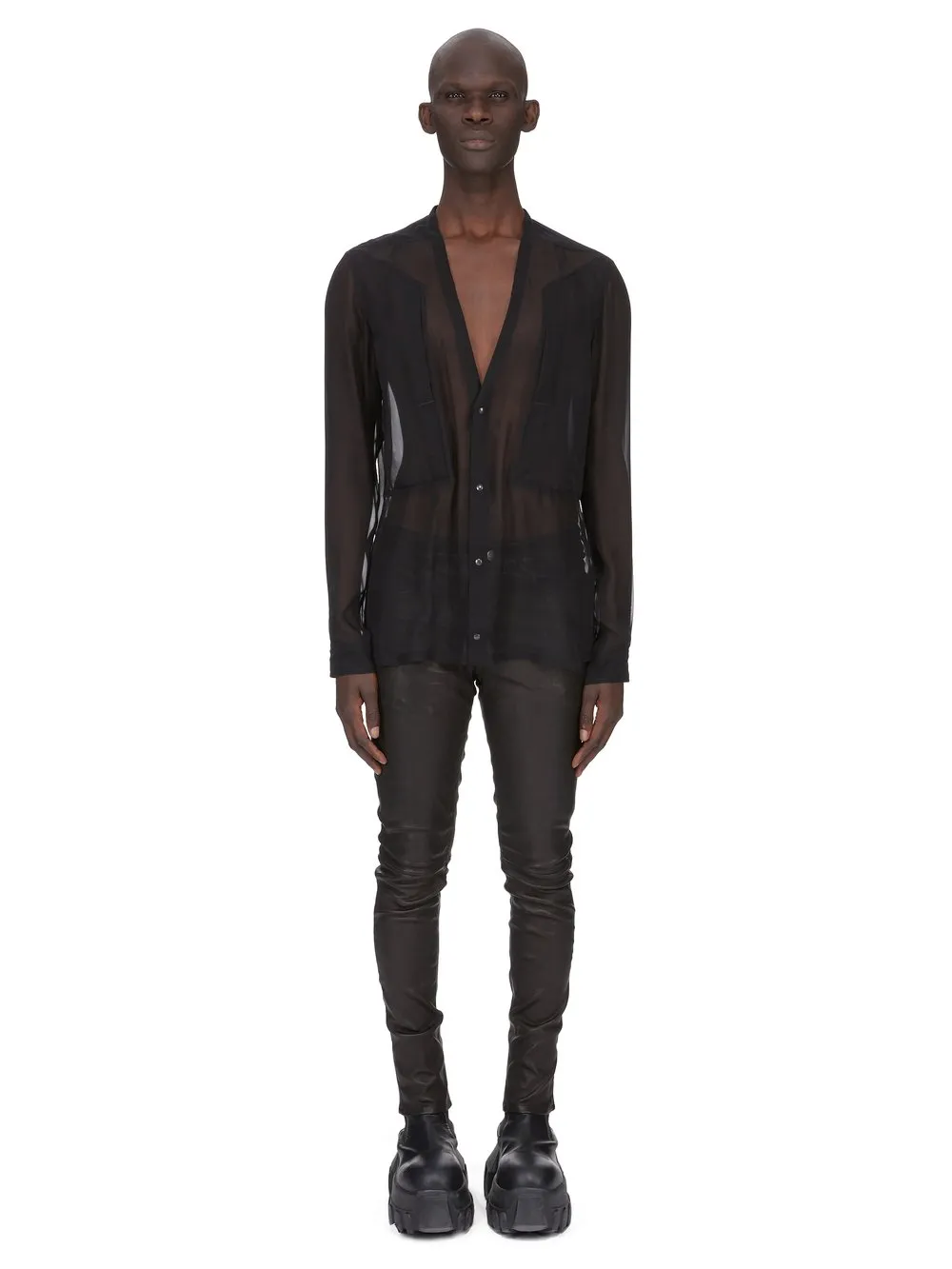 Rick Owens Temple Tyrone Jeans In Black Veg Stretch Leather